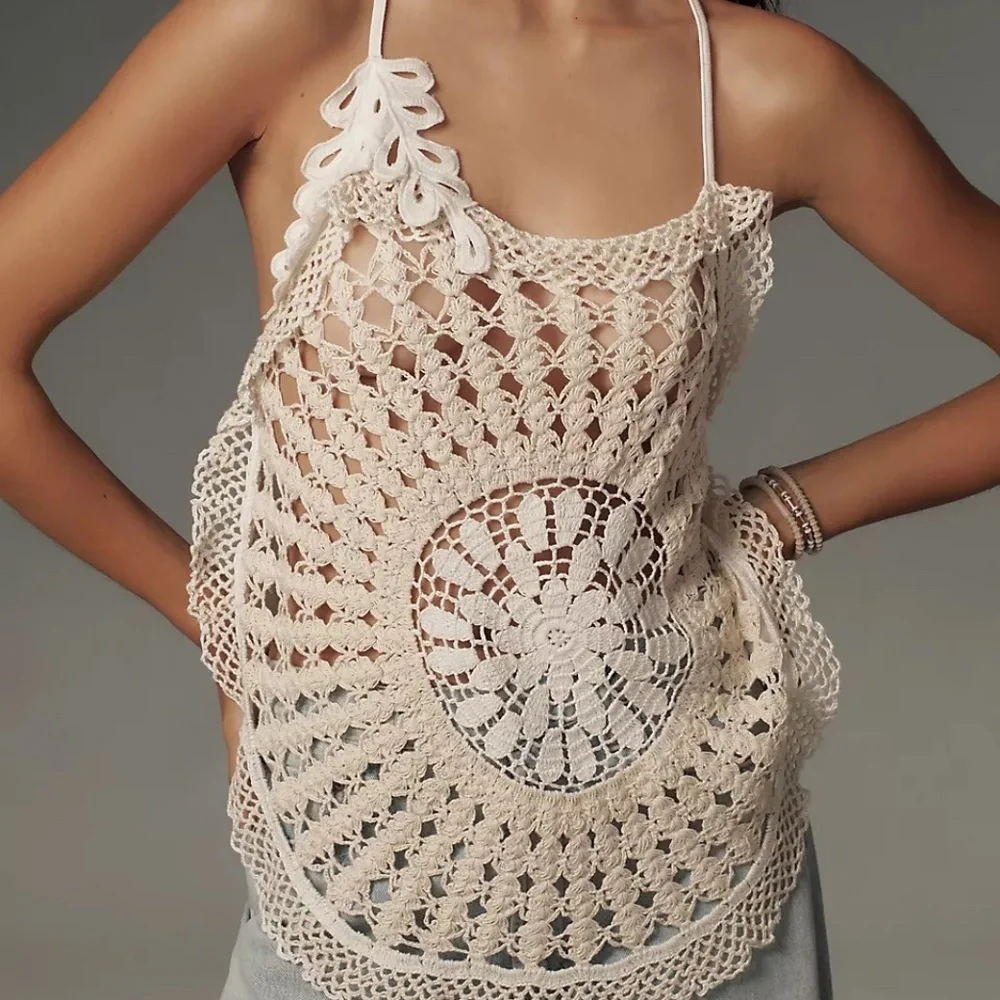 NWT Anthropologie Pieced Crochet Sweater Tank XL - Picture 4 of 4